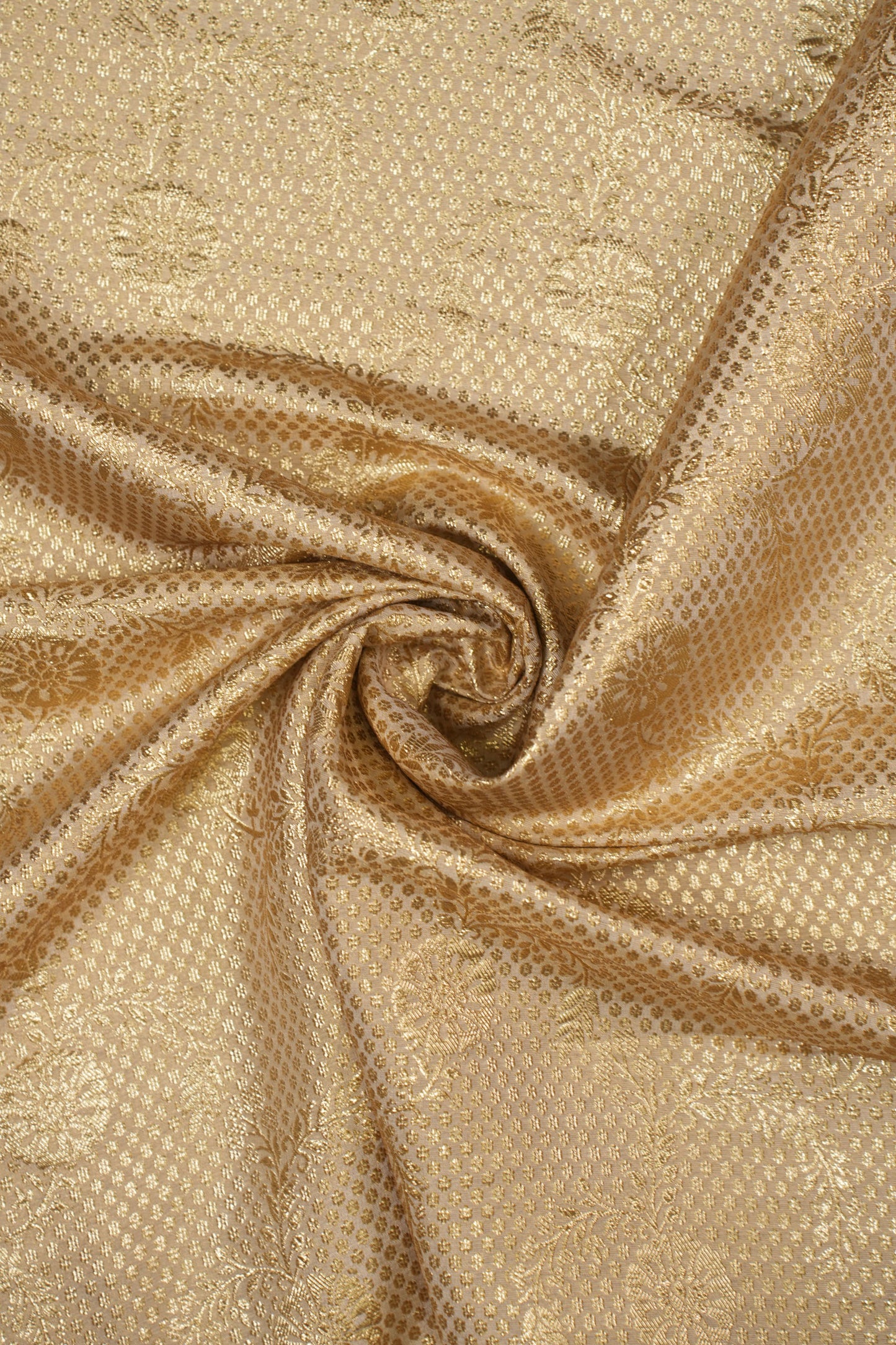 Golden Mosaic Bloom Tissue Jacquard Fabric