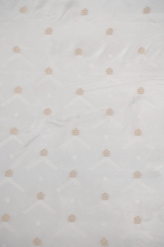 Ivory Lattice Gold Bloom Dyeable Jacquard