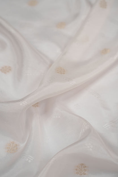 Ivory Lattice Gold Bloom Dyeable Jacquard
