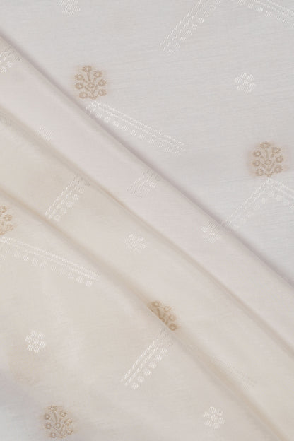 Ivory Lattice Gold Bloom Dyeable Jacquard