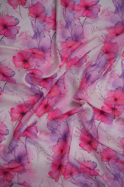 Blush in Bloom Floral Chanderi Fabric