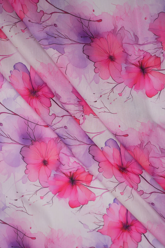 Blush in Bloom Floral Chanderi Fabric