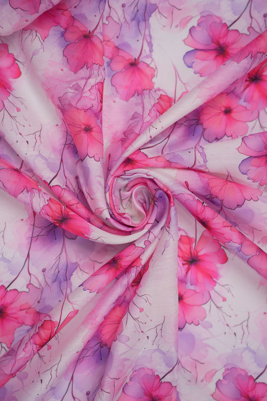 Blush in Bloom Floral Chanderi Fabric