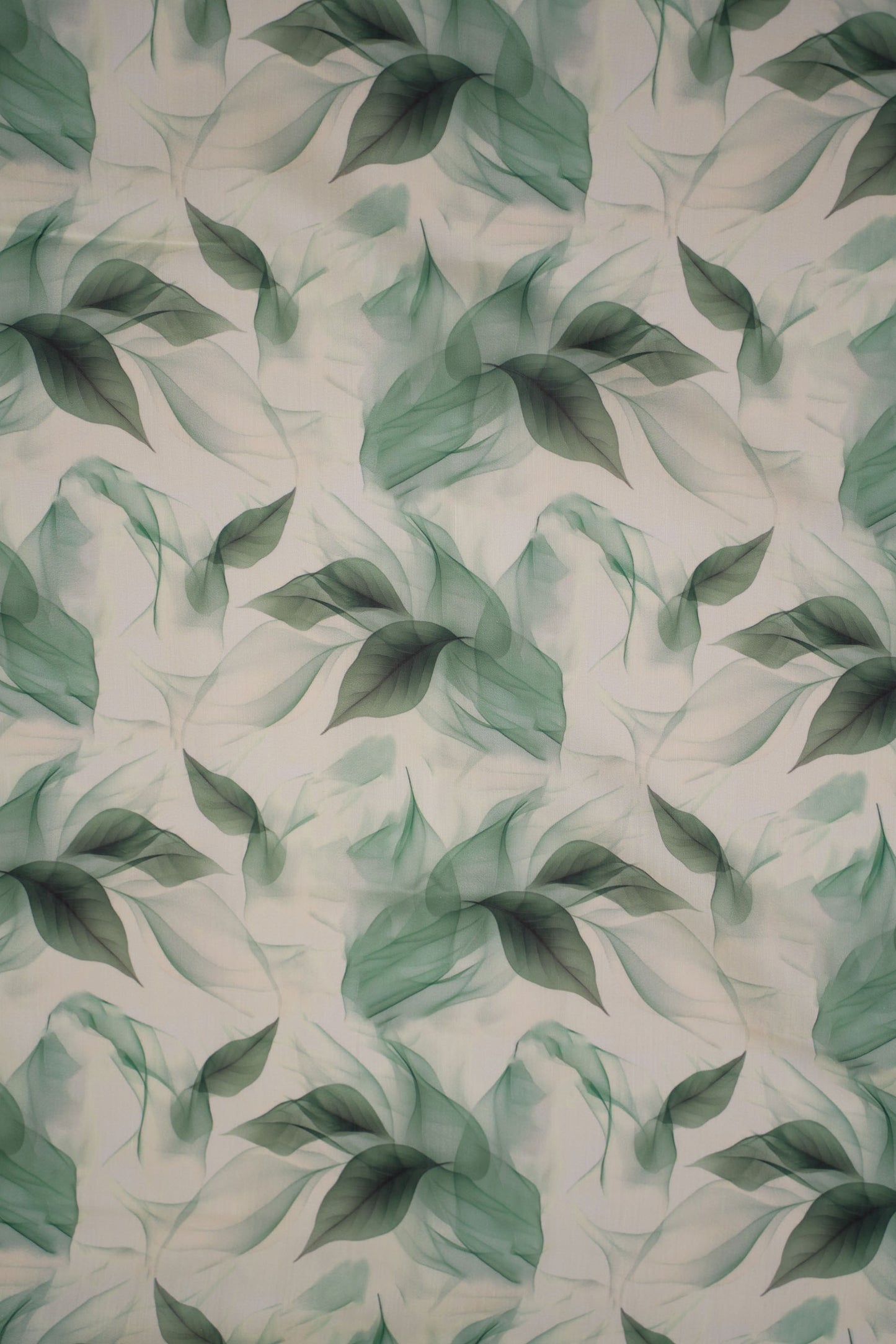 Mint Whisper Leaf Print Chanderi Fabric