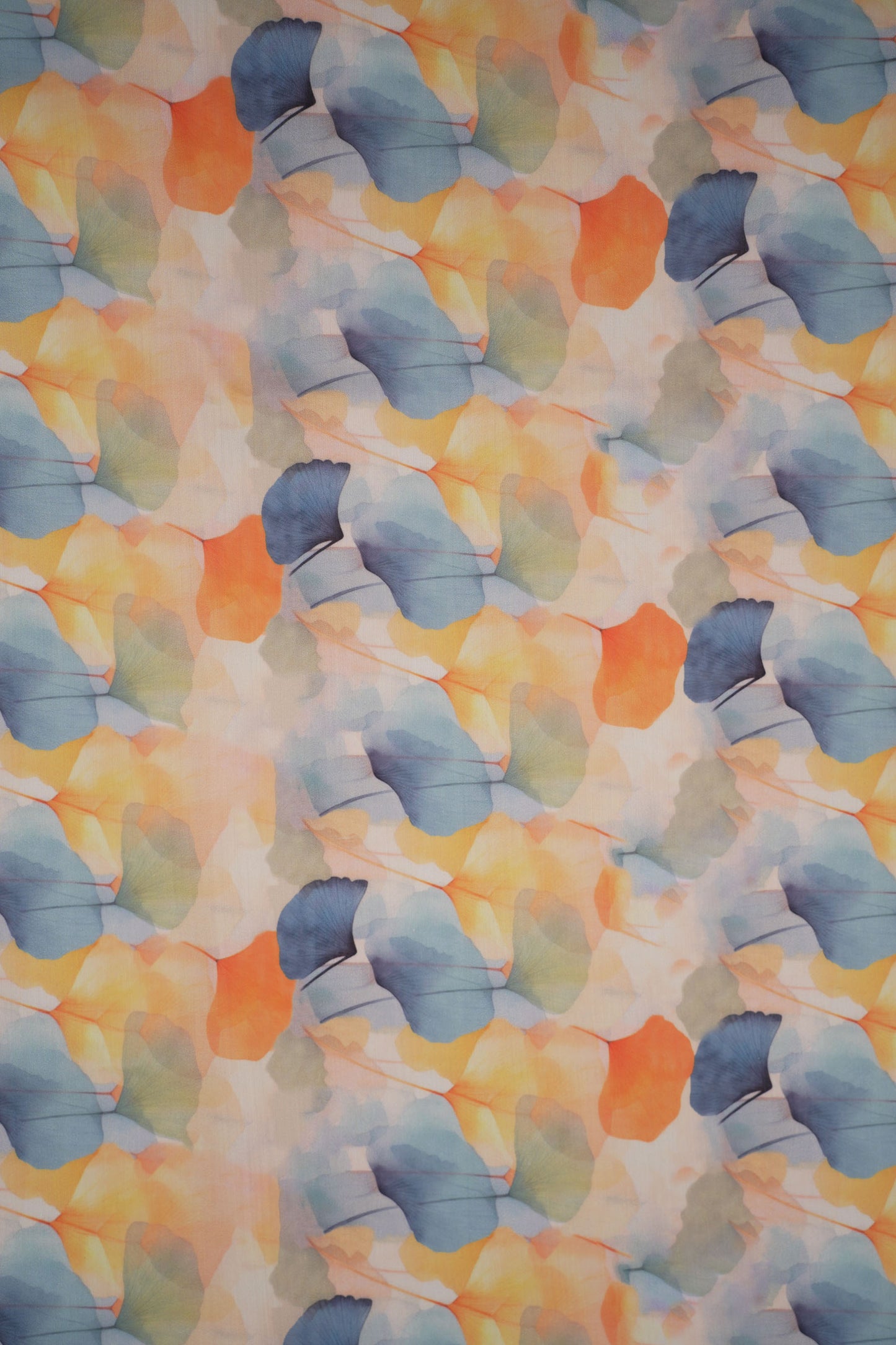 Mystic Ginkgo Leaf Print Chanderi Fabric