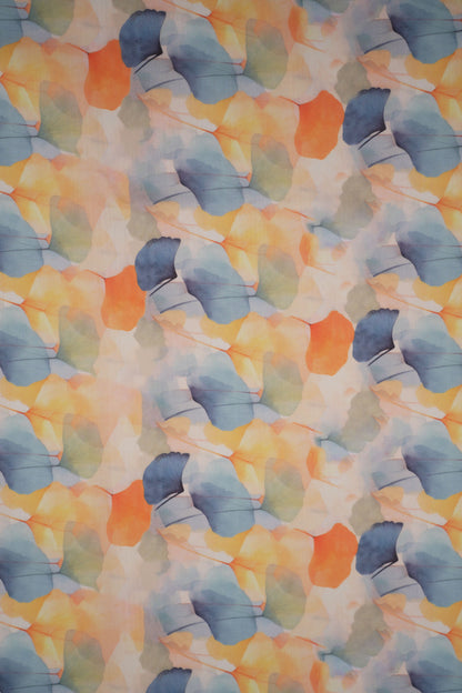Mystic Ginkgo Leaf Print Chanderi Fabric