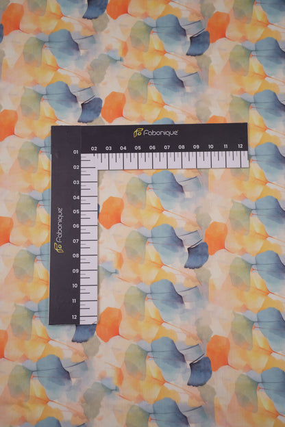 Mystic Ginkgo Leaf Print Chanderi Fabric