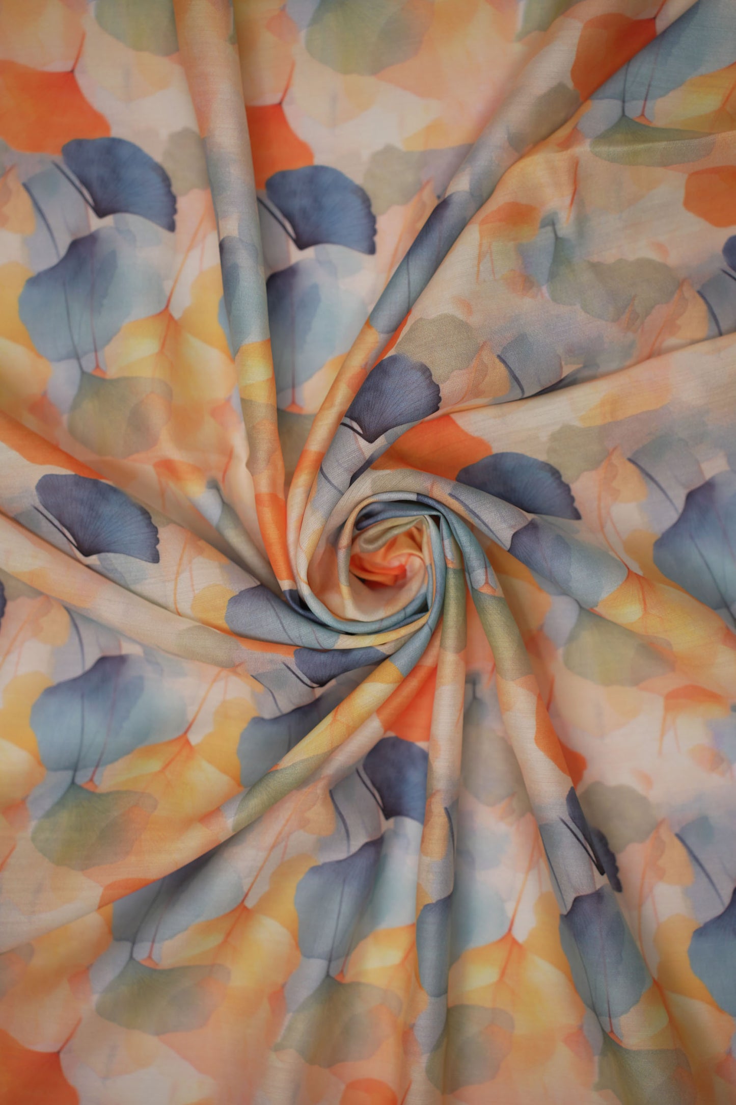 Mystic Ginkgo Leaf Print Chanderi Fabric