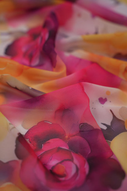 Sunset Bloom Floral Weightless Printed Fabric