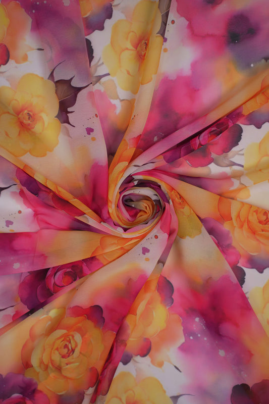 Sunset Bloom Floral Weightless Printed Fabric