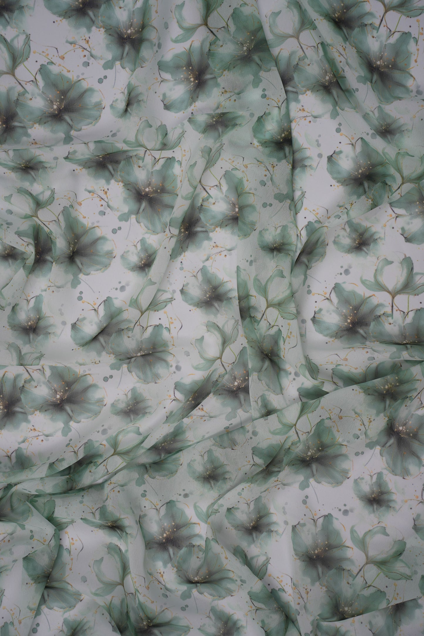 Mint Whisper Floral Weightless Printed Fabric