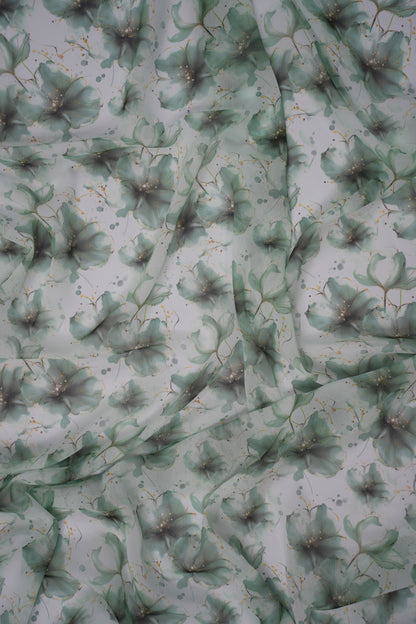 Mint Whisper Floral Weightless Printed Fabric