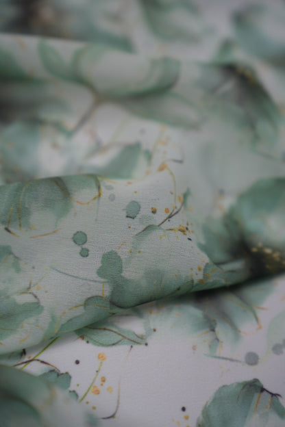 Mint Whisper Floral Weightless Printed Fabric