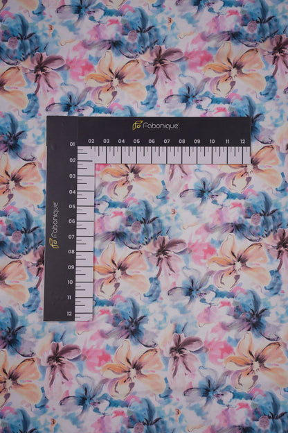 Watercolour Whisper Artistic Floral Silk Crepe Fabric