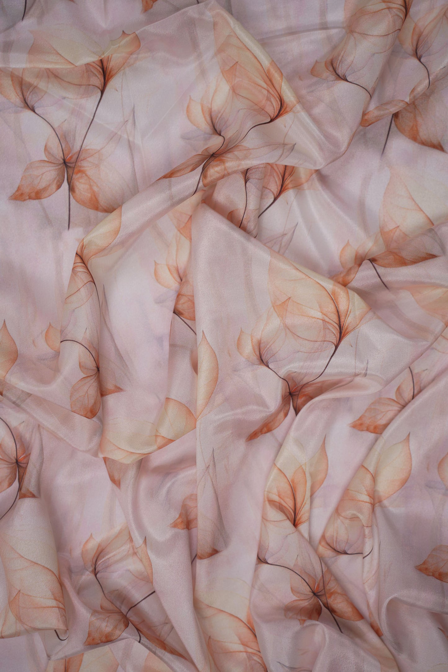 Whispering Veins Botanical Silk Crepe Printed Fabric