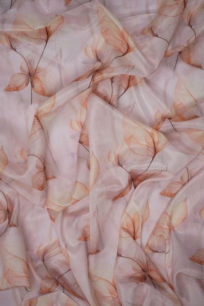 Whispering Veins Botanical Silk Crepe Printed Fabric