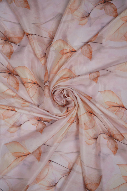 Whispering Veins Botanical Silk Crepe Printed Fabric