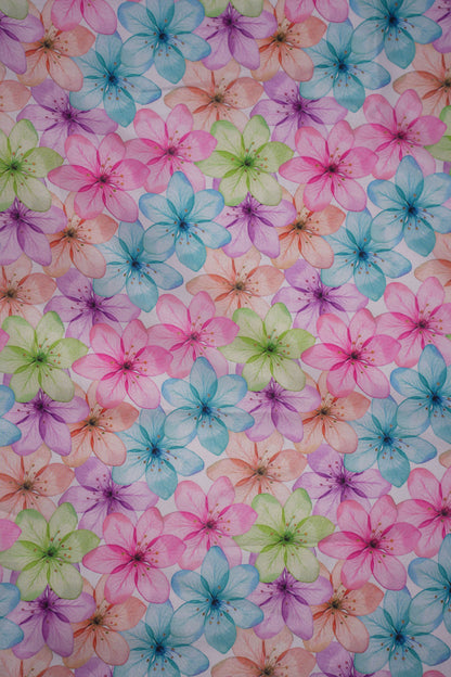 Rainbow Bloom Multi-Color Floral Silk Crepe Fabric