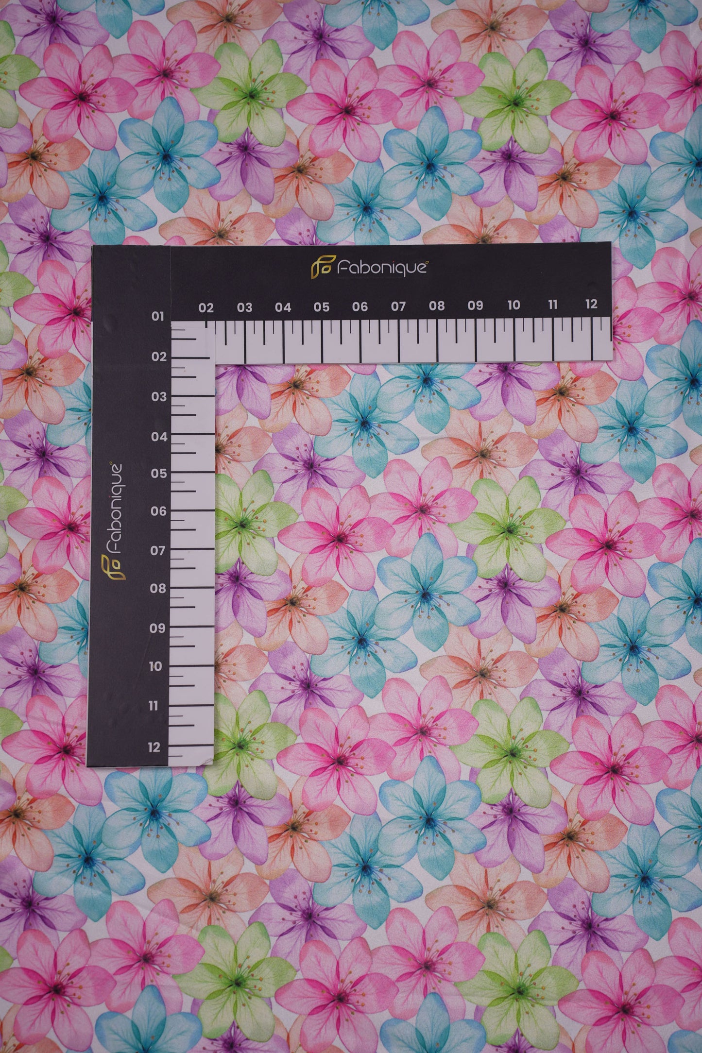 Rainbow Bloom Multi-Color Floral Silk Crepe Fabric