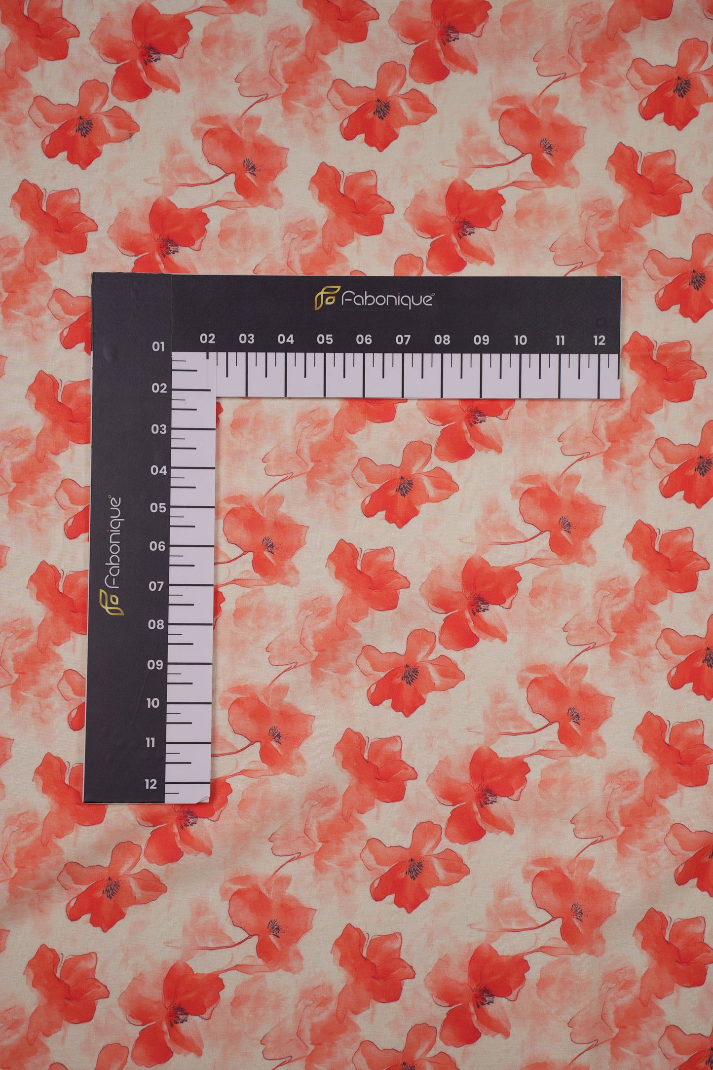 Coral Bloom Floral Linen Fabric