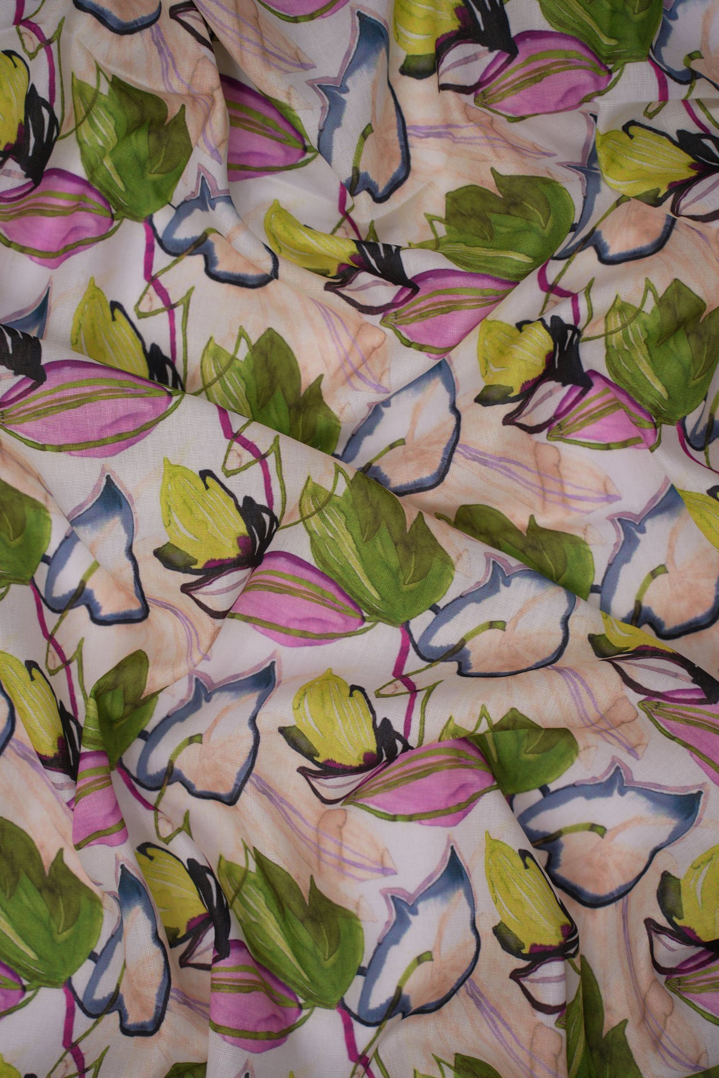 Watercolor Bloom Linen Fabric