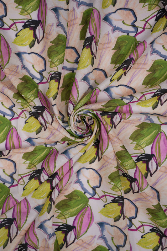 Watercolor Bloom Linen Fabric
