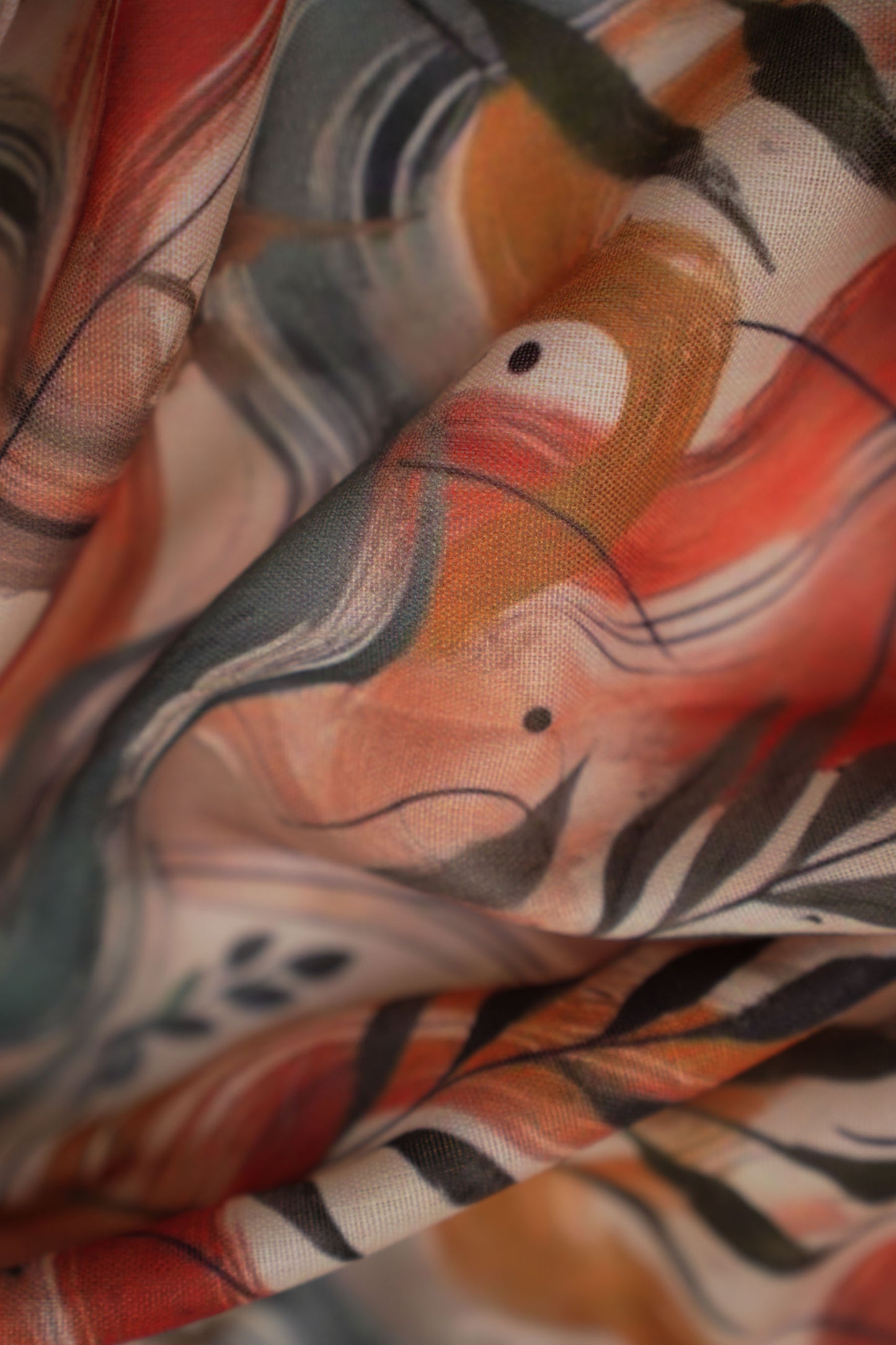 EarthTone Abstract Linen Fabric