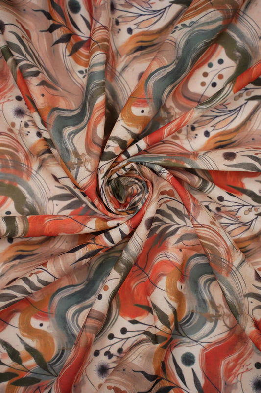 EarthTone Abstract Linen Fabric