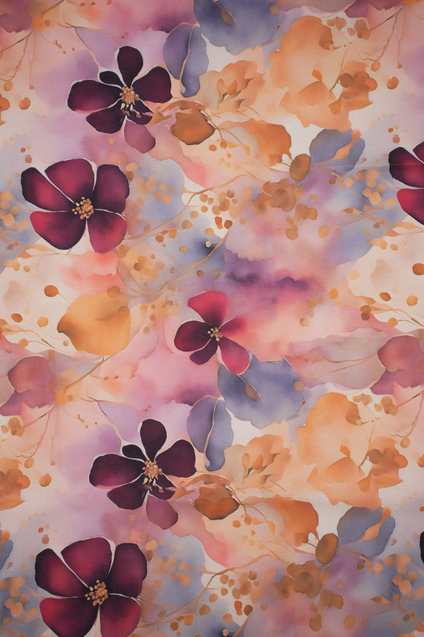 Twilight Bloom Floral Linen Fabric