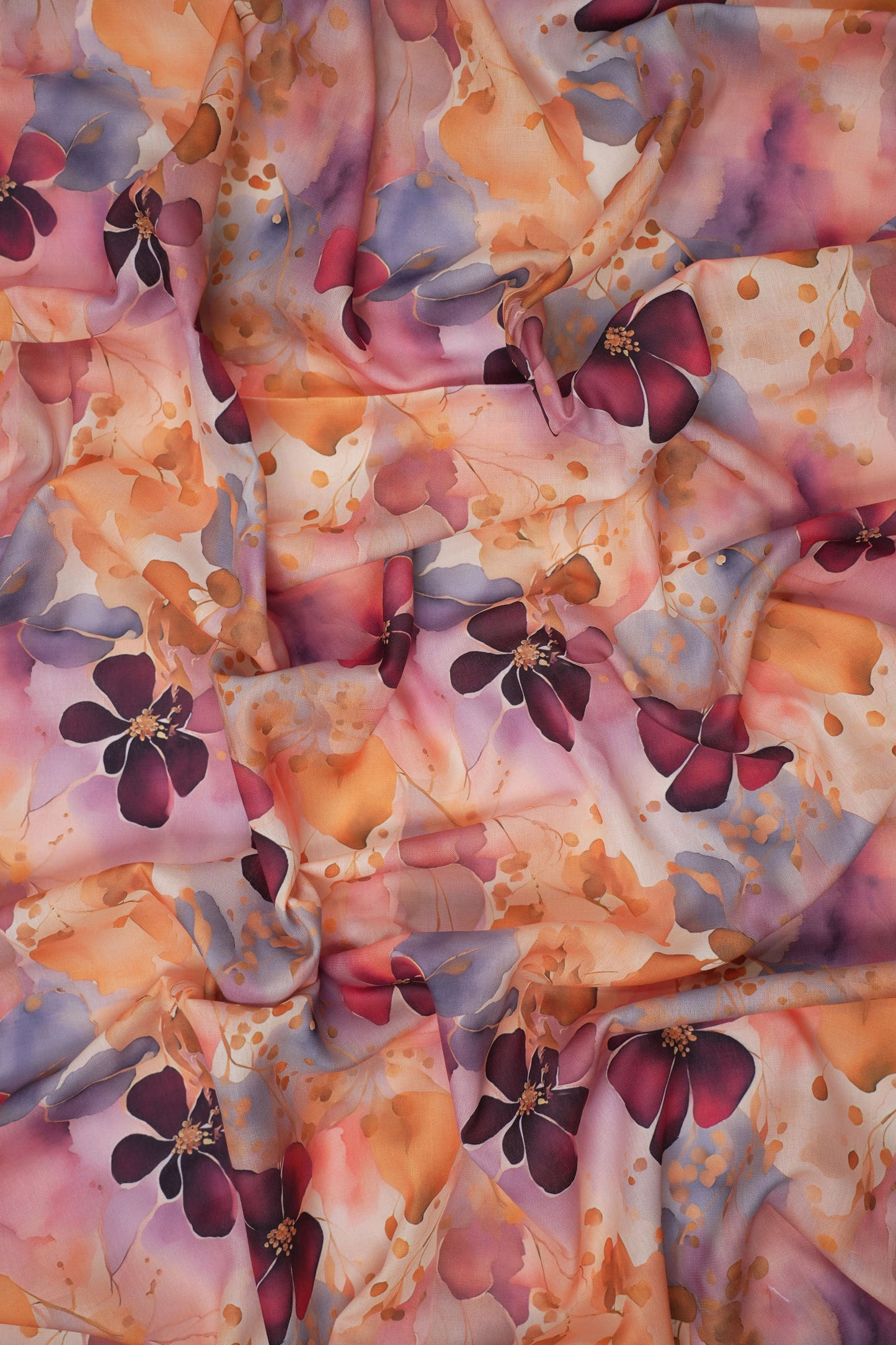Twilight Bloom Floral Linen Fabric