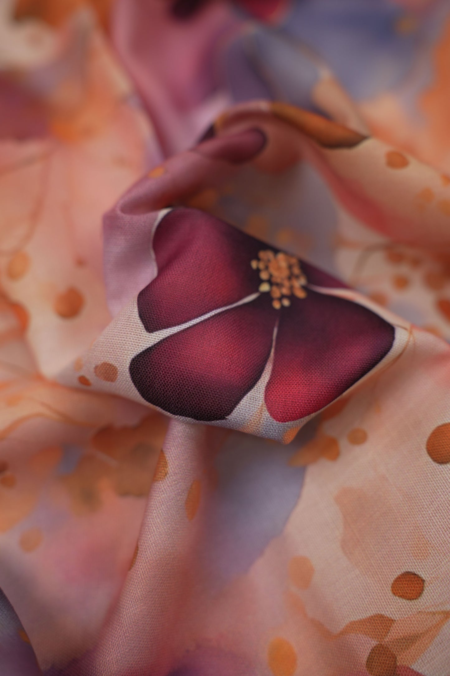 Twilight Bloom Floral Linen Fabric