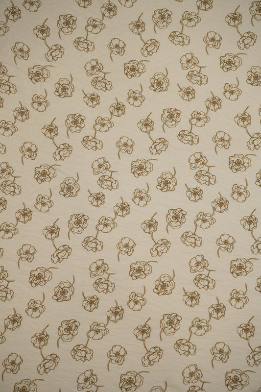 Floral Aura Golden Sketch Viscose Blend Fabric