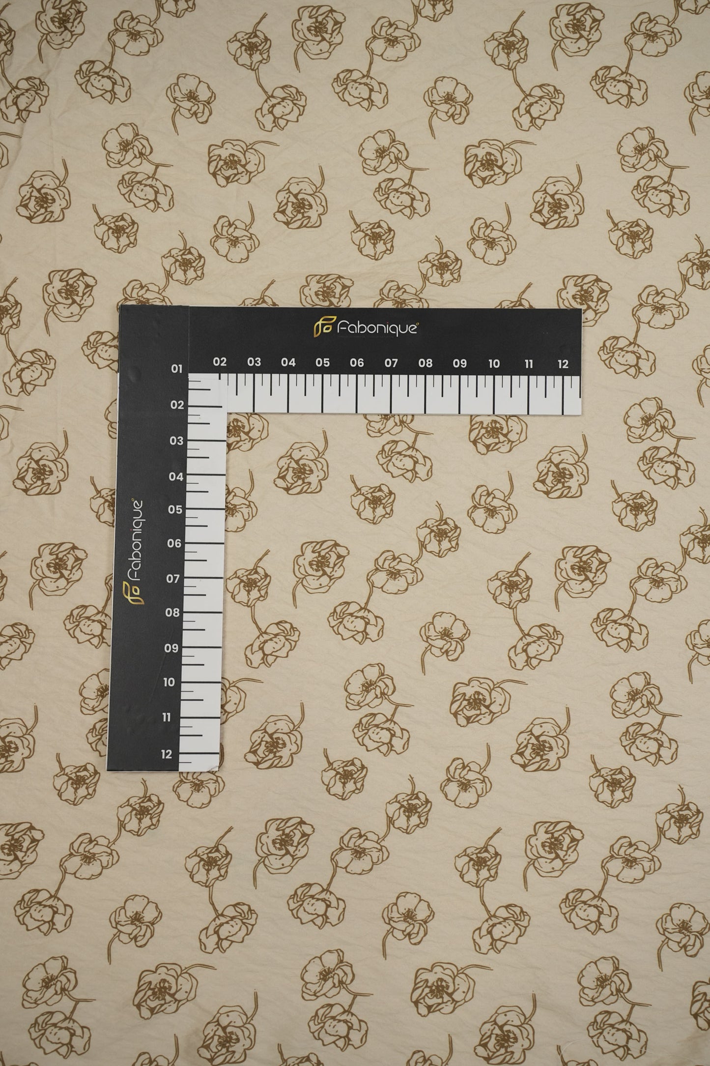 Floral Aura Golden Sketch Viscose Blend Fabric
