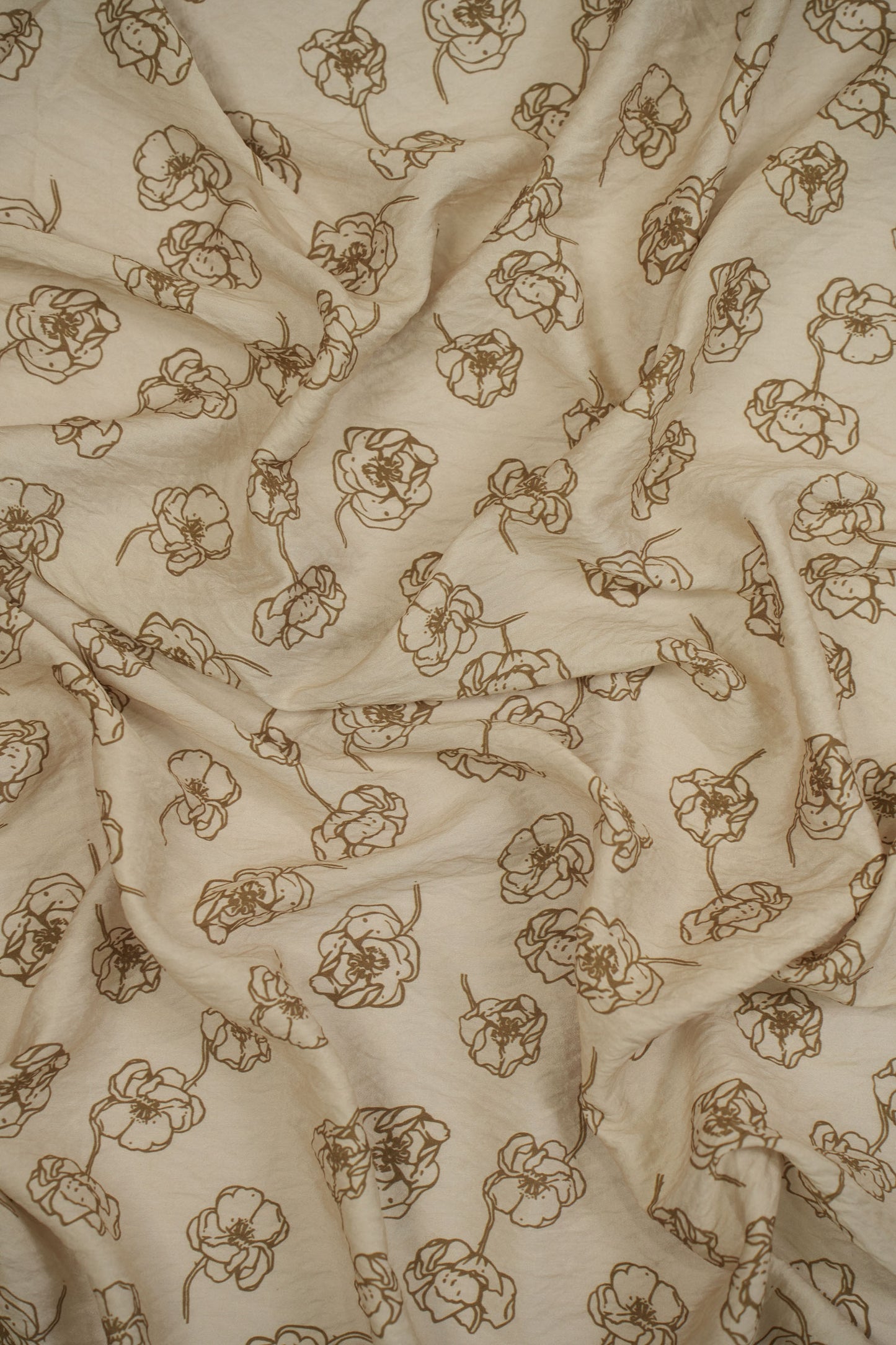 Floral Aura Golden Sketch Viscose Blend Fabric