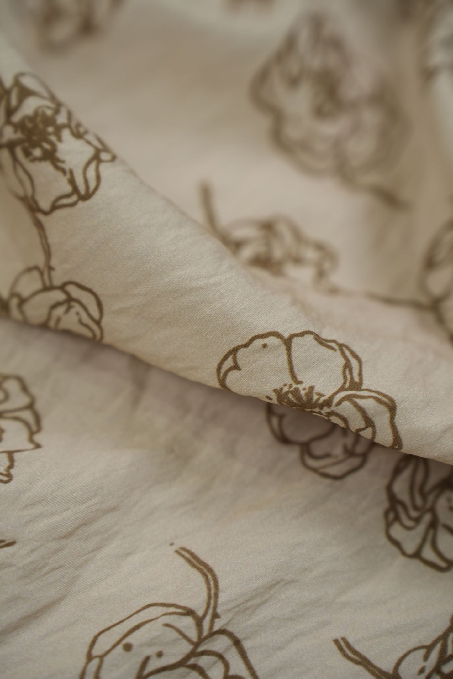 Floral Aura Golden Sketch Viscose Blend Fabric