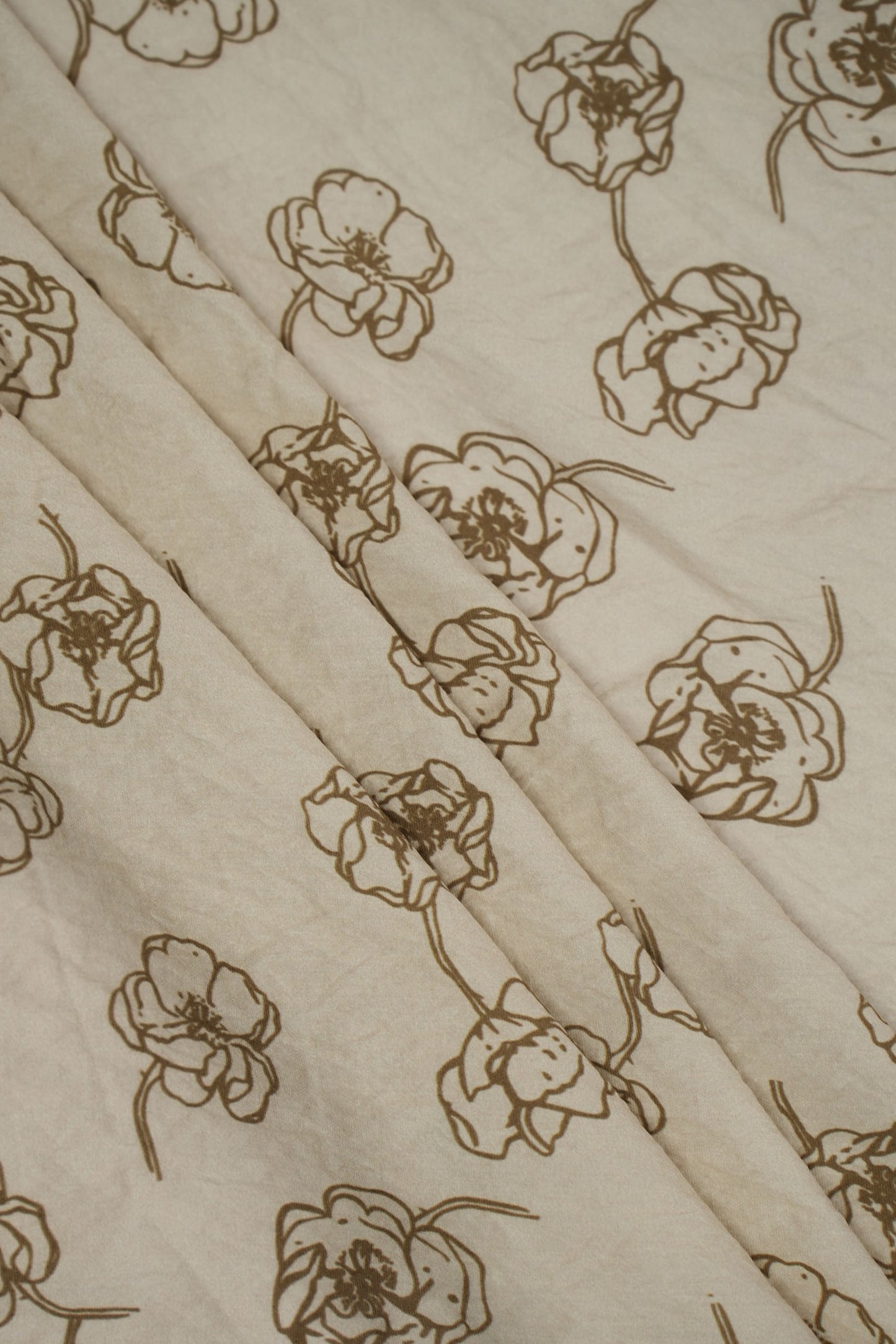 Floral Aura Golden Sketch Viscose Blend Fabric