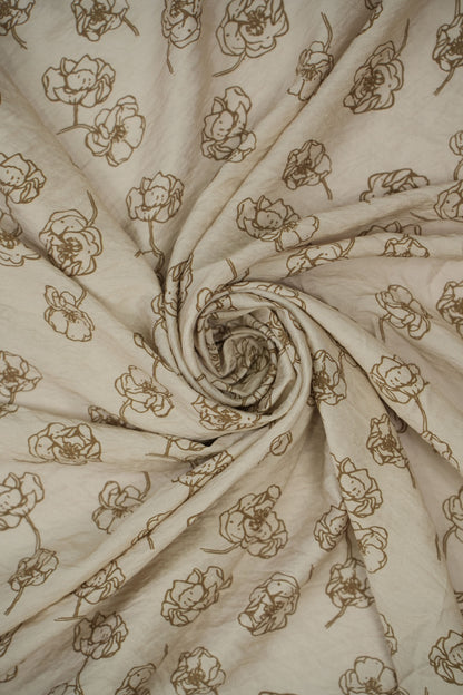 Floral Aura Golden Sketch Viscose Blend Fabric