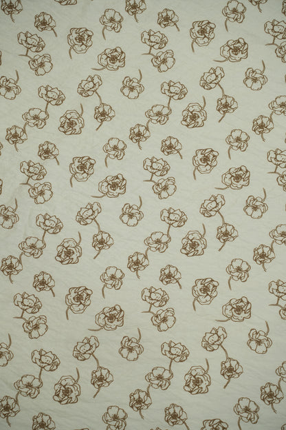 Floral Aura Golden Sketch Viscose Blend Fabric