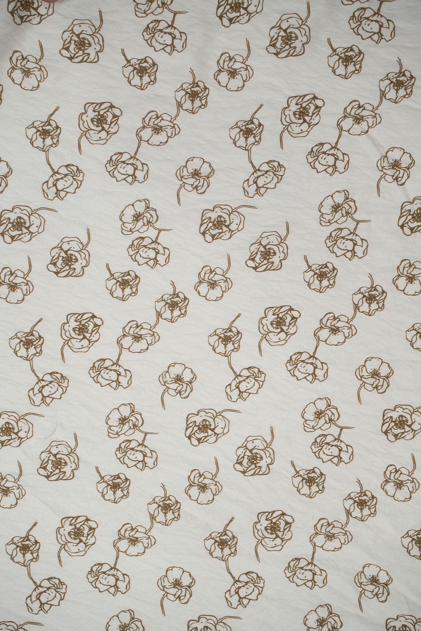 Floral Aura Golden Sketch Viscose Blend Fabric