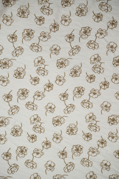 Floral Aura Golden Sketch Viscose Blend Fabric