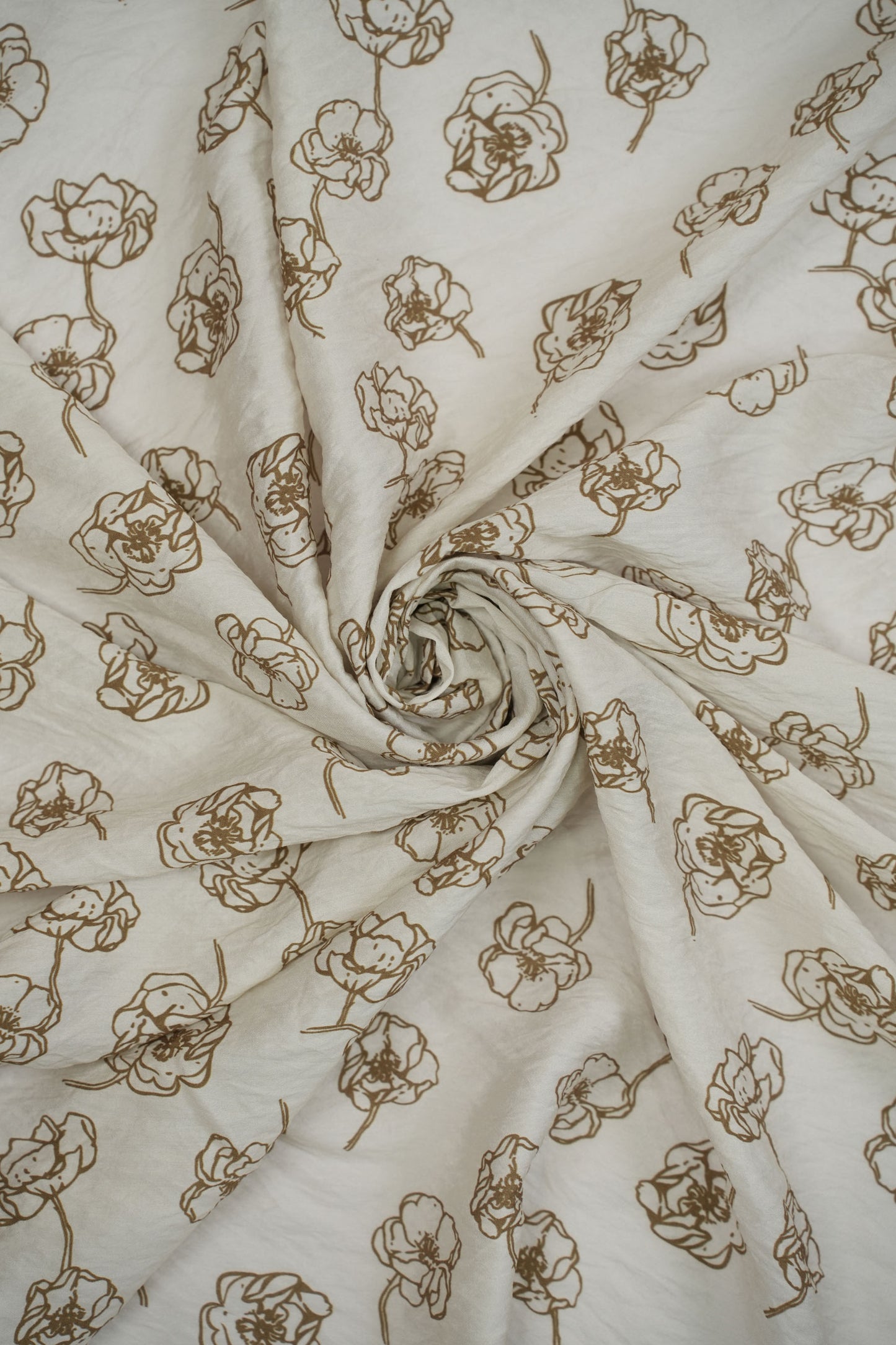 Floral Aura Golden Sketch Viscose Blend Fabric