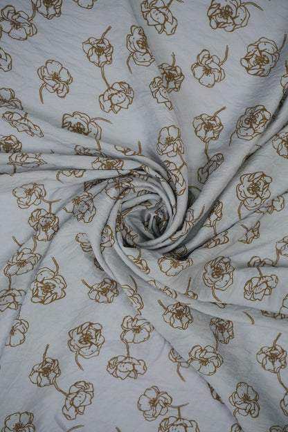 Floral Aura Golden Sketch Viscose Blend Fabric
