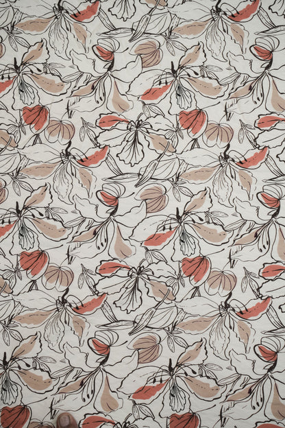 Vintage Garden Viscose Nylon Printed Fabric