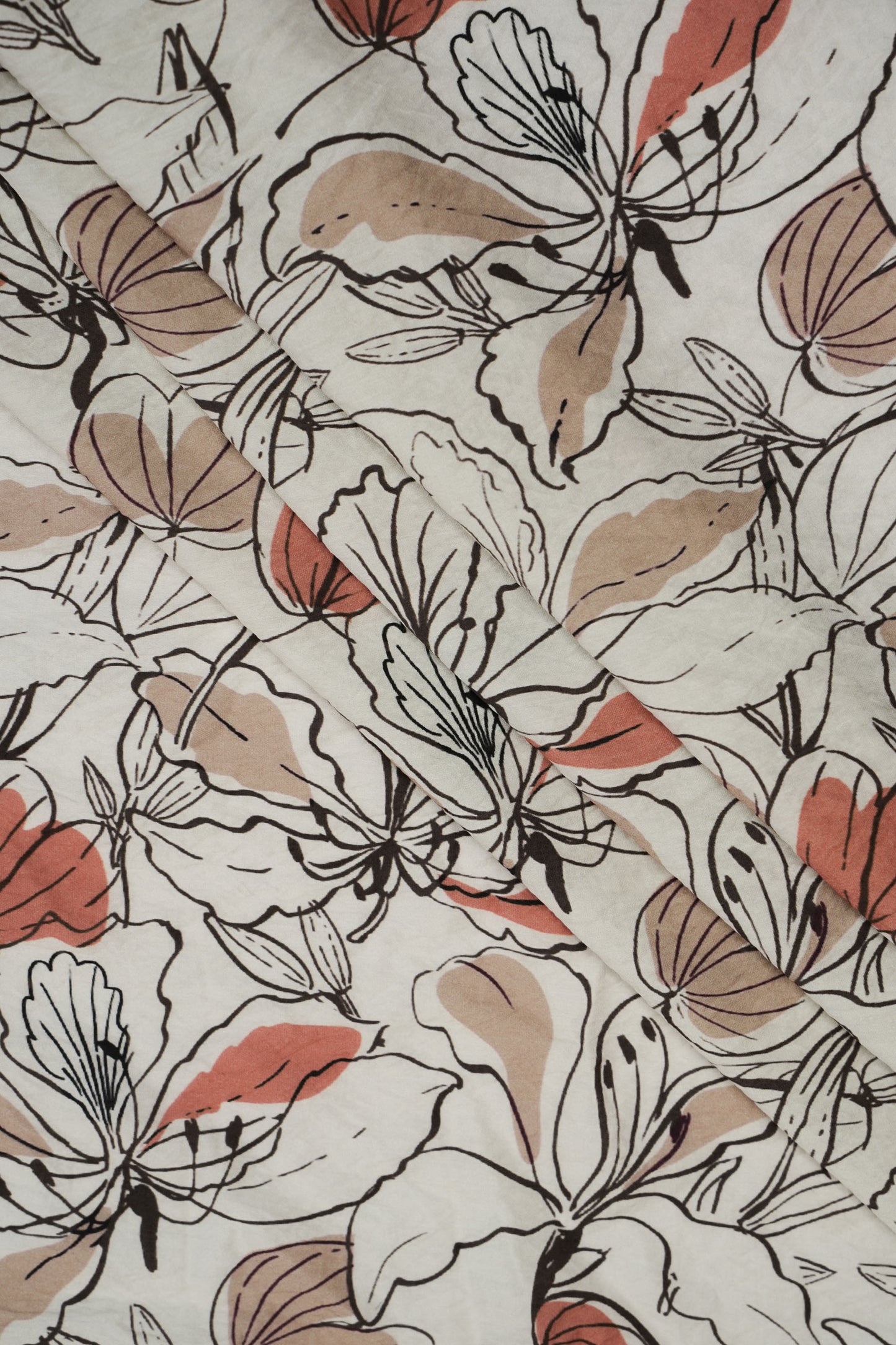 Vintage Garden Viscose Nylon Printed Fabric