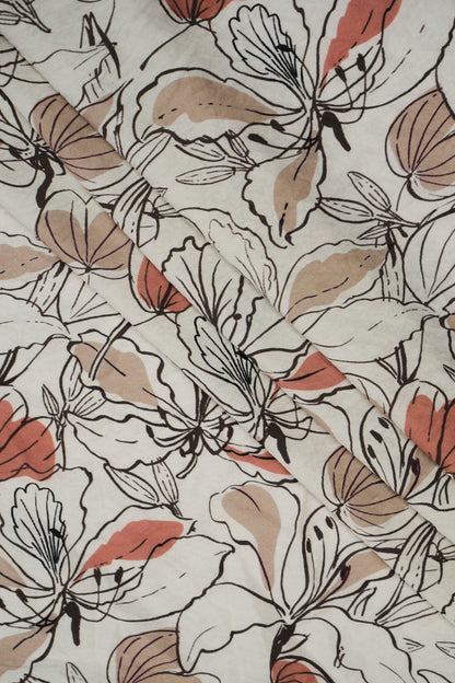 Vintage Garden Viscose Nylon Printed Fabric