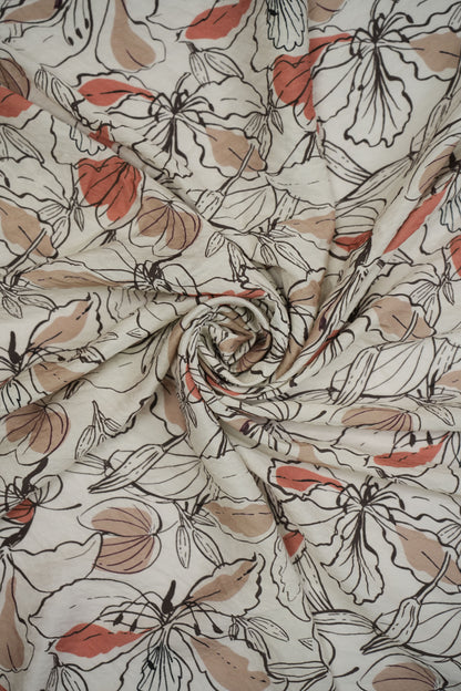 Vintage Garden Viscose Nylon Printed Fabric
