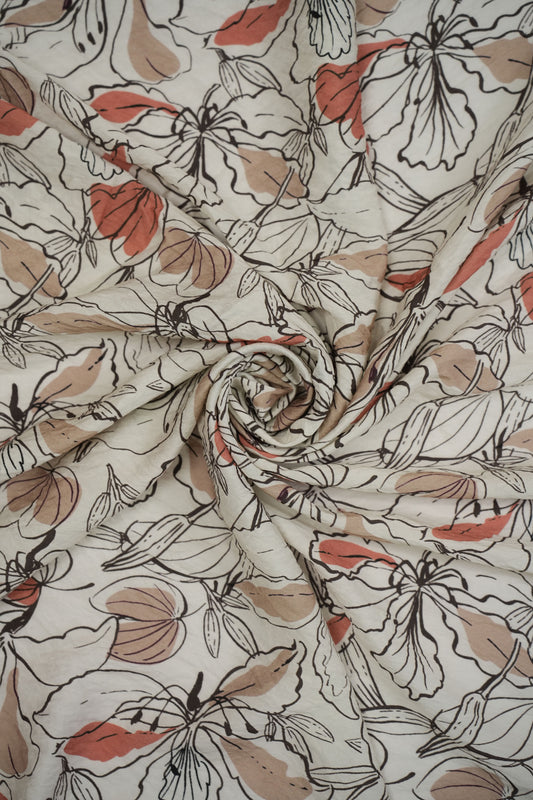 Vintage Garden Viscose Nylon Printed Fabric