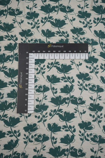 Floral Veil Emerald Botanical Viscose Fabric