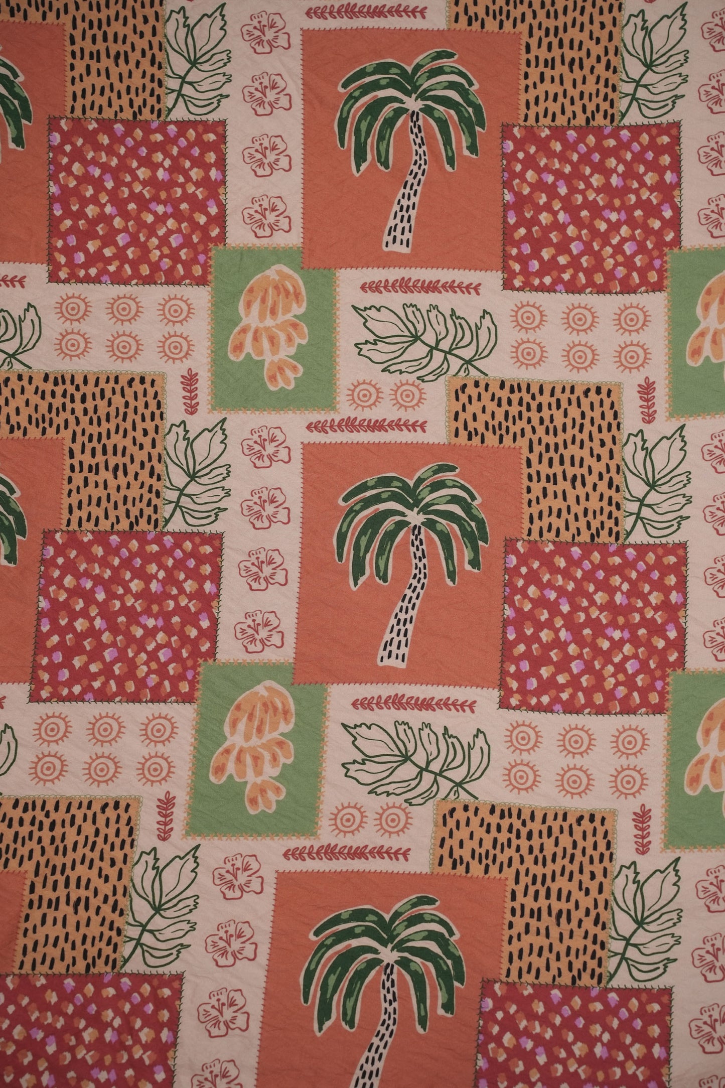 Garden Carnival Patchwork Viscose Blend Fabric