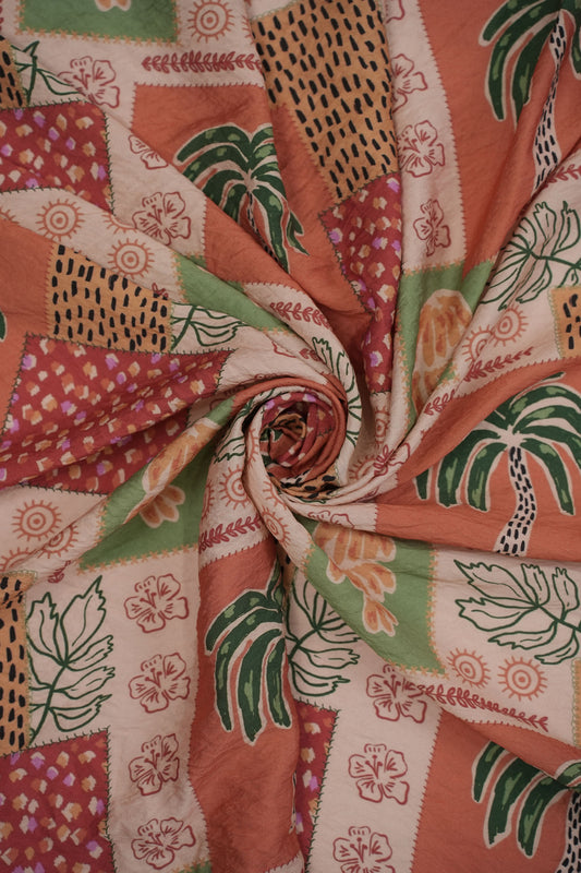 Garden Carnival Patchwork Viscose Blend Fabric